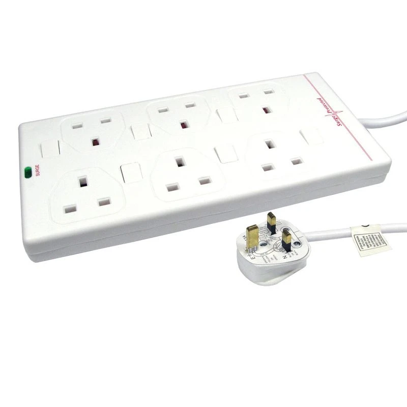 Image of FDL 6 WAY SURGE PROTECTED SWITCHED GANG STRIP + INDICATOR - 2M