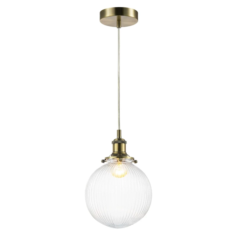 Image of Happy Homewares Traditional Vintage Lantern Pendant Light with Clear Glass Ribbed Shade in Metallic Gold Metallic Gold Unisex