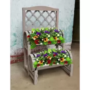 Image of Double Barrel Wooden Garden Planter - Putty