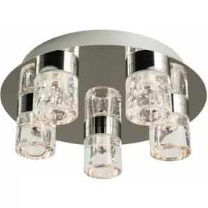 Image of Flush Bathroom Ceiling Light Chrome Glass IP44 Warm White LED Lamp Chandelier