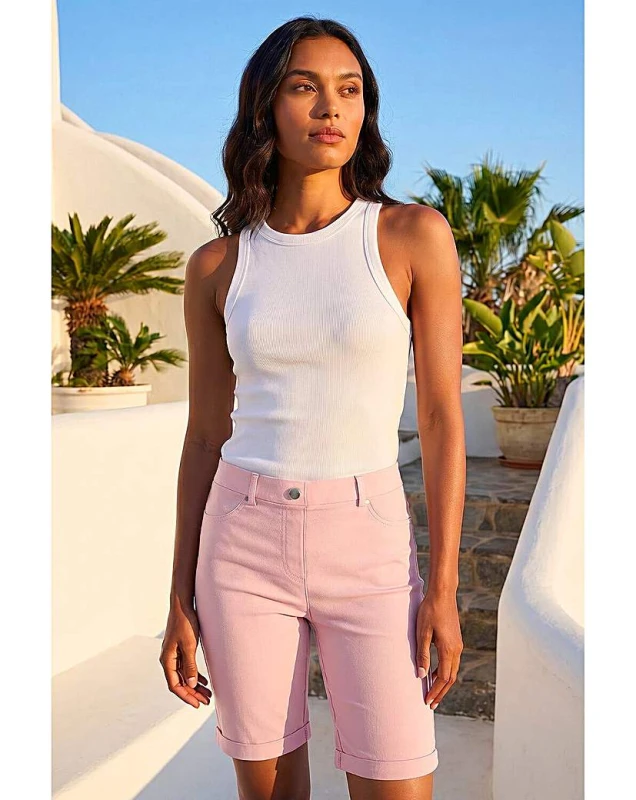 Image of Roman Originals Roman Turn Up Stretch Shorts Pink - Roman Originals - Size: 14 Pink Female 14 IK65624