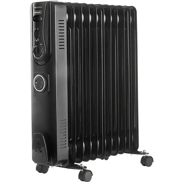 image of VonHaus 11 Fin Oil Filled Radiator White with Timer - Black One Size