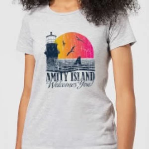 Image of Jaws Welcome To Amity Island Womens T-Shirt - Grey - 3XL