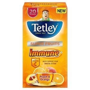 image of Tetley Super Fruits Tea Immune Peach and Orange with Vitamin C Pack of