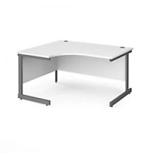 image of Dams International Left Hand Ergonomic Desk with White MFC Top and Graphite Frame Cantilever Legs Contract 25 1400 x 1200 x 725 mm