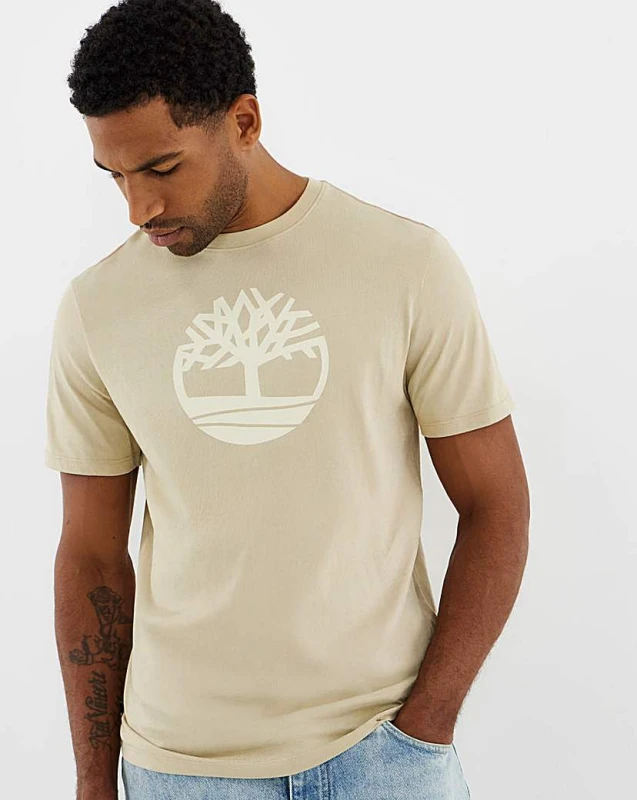 Image of Timberland Timberland Tree Logo T-Shirt - Stone Stone - Timberland - Size: S37/38 Stone Male S37/38 TL73001