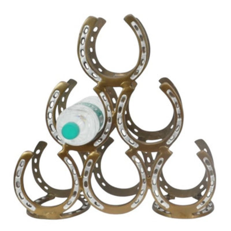 Image of MSL 40CM ANTIQUE BRASS 6 BOTTLE WINE RACK