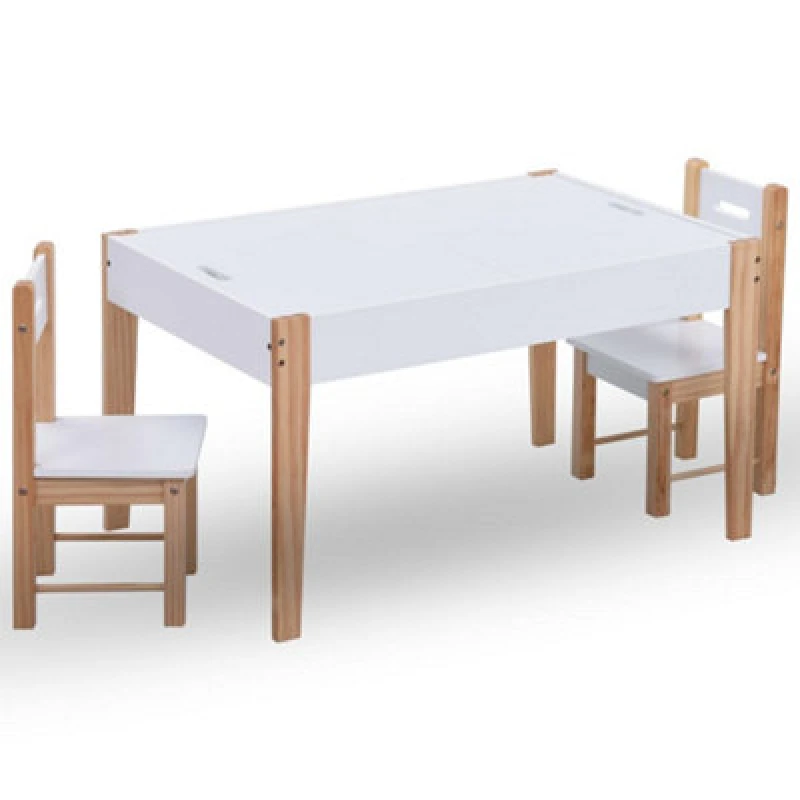 Image of Vidaxl 3 Piece Kids Storage Chalkboard Table Chair Set Black And White Kids Table And Chair Sets