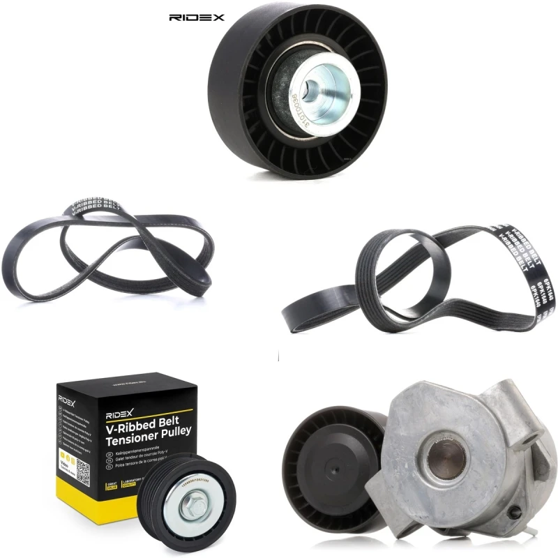 Image of RIDEX 542R1257 V-ribbed belt set Check alternator freewheel clutch & replace if necessary V-Ribbed Belt Set (542)