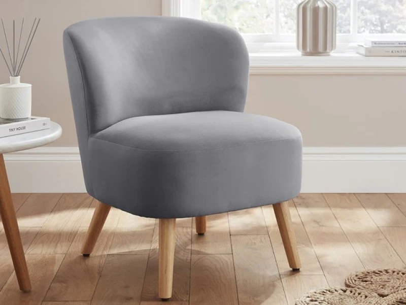 Image of GFW Evie Grey Velvet Fabric Accent Chair