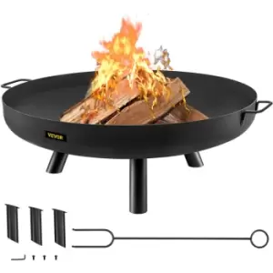 Image of Fire Pit Bowl, 30-Inch Deep Round Carbon Steel Fire Bowl, Wood Burning for Outdoor Patios, Backyards & Camping Uses, with a Drain Hole, Portable