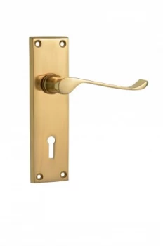 Image of Wickes Paris Victorian Scroll Locking Door Handle - Polished Brass 1 Pair