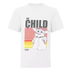 Image of Star Wars: The Mandalorian Boys The Child Mono Sketch T-Shirt (11-12 Years) (White)