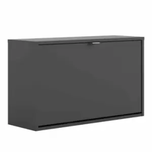 Shoes Hallway Storage Cabinet With 1 Tilting Door And 2 Layers Matt Black