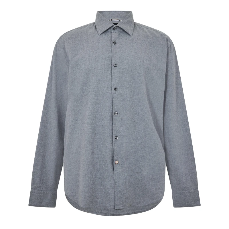 Image of Boss Mens C Hal Kent Long Sleeve Oxford Shirt Medium Grey male 14.5 inch