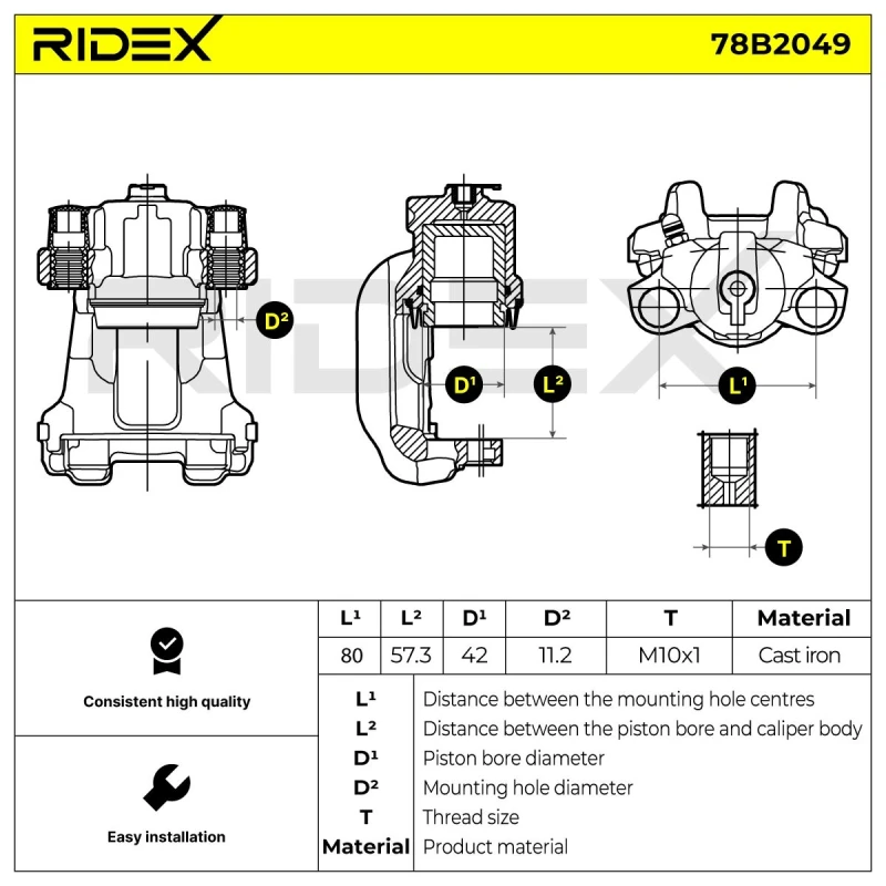 Image of RIDEX Brake caliper RIDEX 78B2049