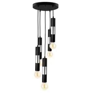 Image of Magnum Cluster Pendant Ceiling Light Black, Silver, 30cm, 5x E27