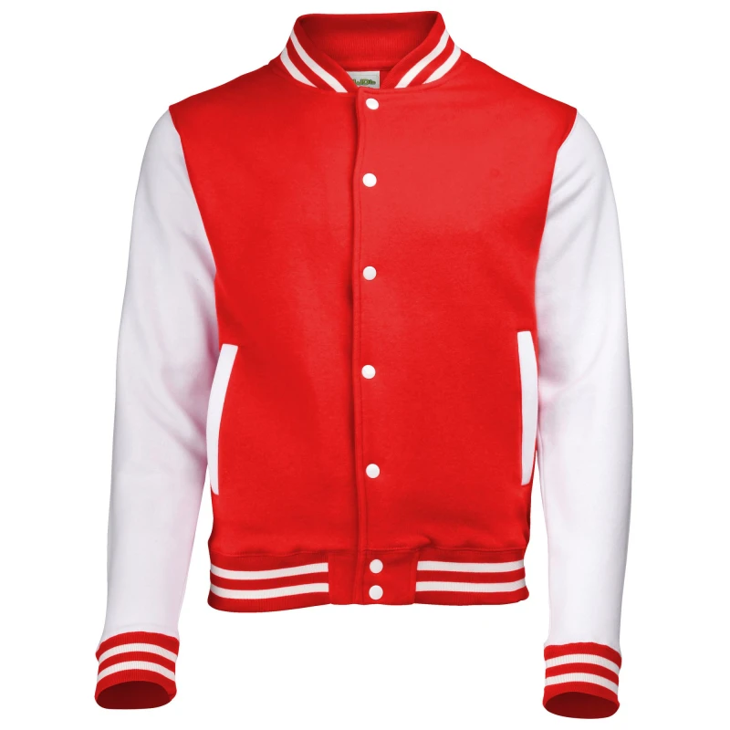 Image of AWDis AWDis Men Varsity Jacket in Light Red Size: X-Small Light Red XS Male 5055747780840