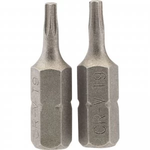 image of Draper Torx Screwdriver Bits T9 25mm Pack of 2