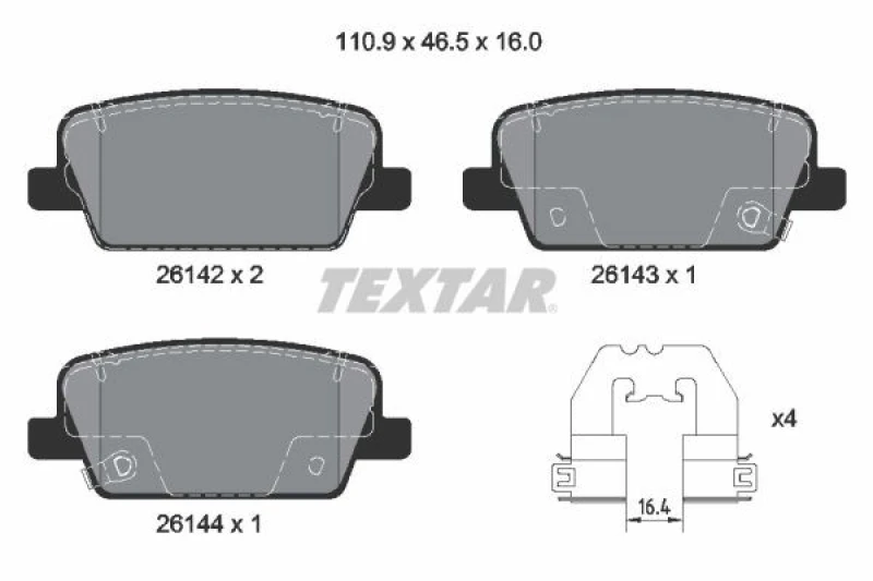 Image of Brake pad set TEXTAR 2614201