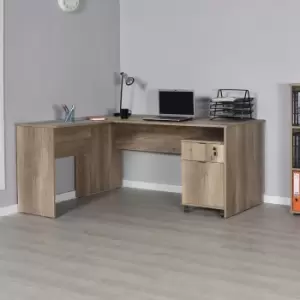 Image of FWStyle Warm Oak L-shaped large corner home office desk. Build it left or right handed. - Warm Oak