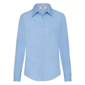 Image of Fruit Of The Loom Ladies Lady-Fit Long Sleeve Poplin Shirt (2XL) (Mid Blue)