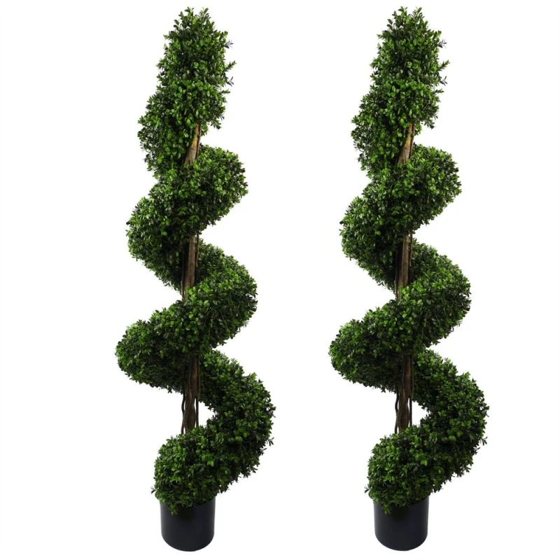 Image of Leaf 150cm Spiral Buxus Artificial Tree UV Resistant Outdoor Green