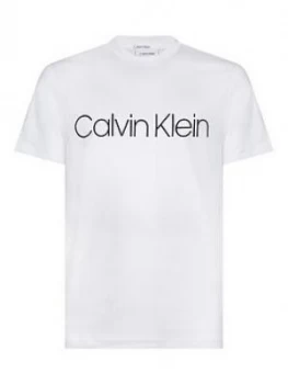 Image of Calvin Klein Cotton Front Logo T-Shirt - White