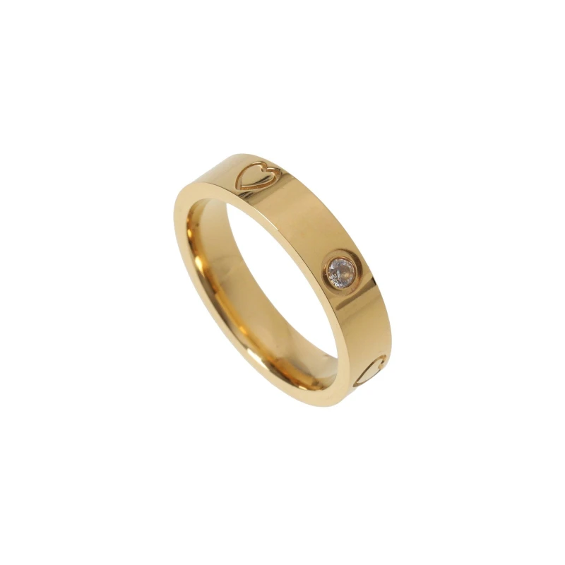 Image of Miso Motif Stainless Steel Ring - Gold Gold S
