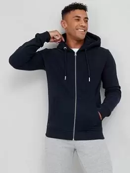 Image of Superdry Orange Label Classic Zip Through Hoodie - Navy, Size S, Men