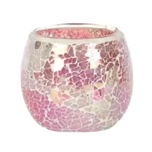 Image of Large Pink Iridescent Crackle Candle Holder