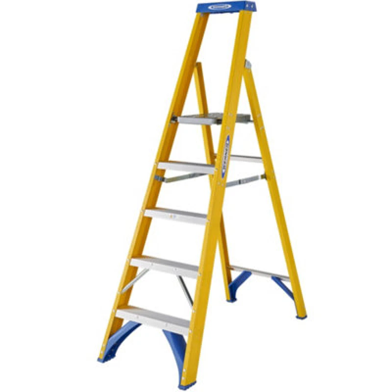Image of Werner Fibreglass Platform Stepladder 5 Tread
