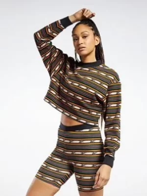 Image of Reebok Classics Printed Sweatshirt, Black Size M Women