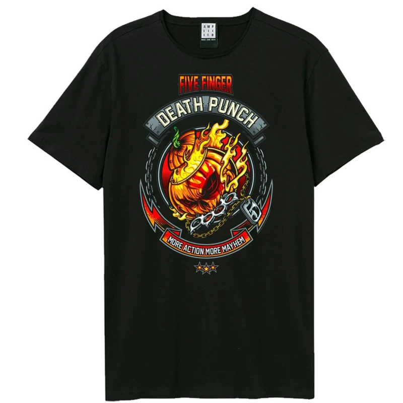 Image of Amplified Amplified Men Fire Five Finger Death Punch Halloween T-Shirt in Black Size: X-Small Black XS Male 5063806980810