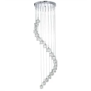Image of Integrated LED 20 Light Spiral Cluster Pendant Chrome Finish