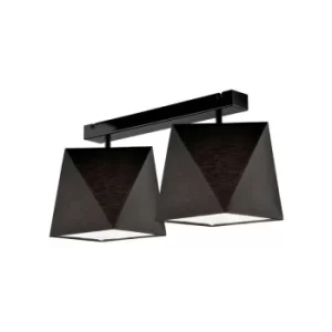 Image of Carla Semi Flush Light, Fabric Shade Black, 2x E27