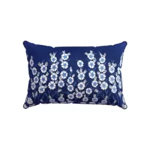 image of V&A Baroque/Swanswick Embroided Cushion 60cm x 40cm, Indigo