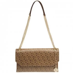 Image of DKNY Coated Logo Envelope Chain Bag - Brown