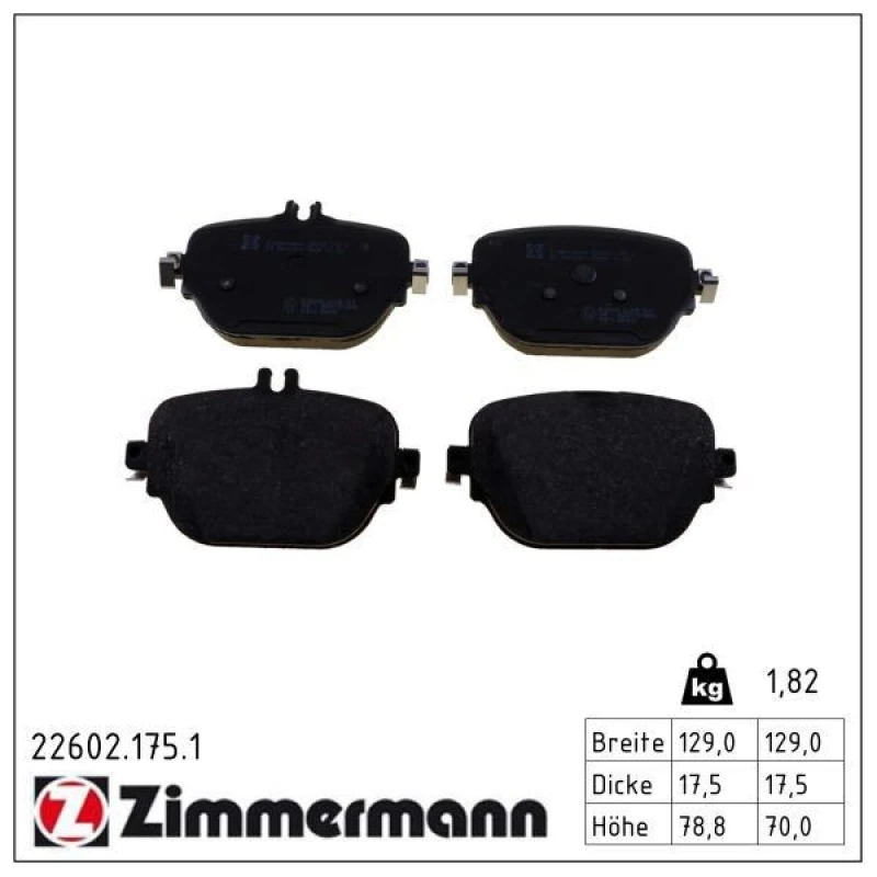 Image of ZIMMERMANN Brake pad set ZIMMERMANN 22602.175.1