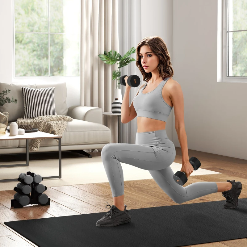 Image of Sportnow Dumbbells Weights Set With 12-sided Shape And Non-slip Grip, 2 X 8Kg, Black A91-343V04OG