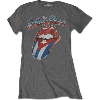 Image of The Rolling Stones - Rocks Off Cuba Womens X-Large T-Shirt - Grey