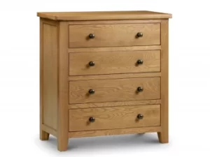 Julian Bowen Marlborough 4 Drawer Oak Wooden Chest of Drawers Assembled