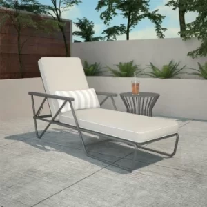 image of Novogratz Connie Outdoor Garden Patio Chaise Lounge Sun Lounger Grey