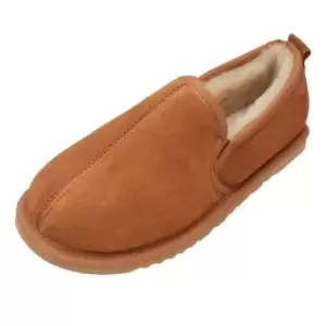 Image of Eastern Counties Leather Mens Sheepskin Lined Hard Sole Slippers (7 UK) (Chestnut)