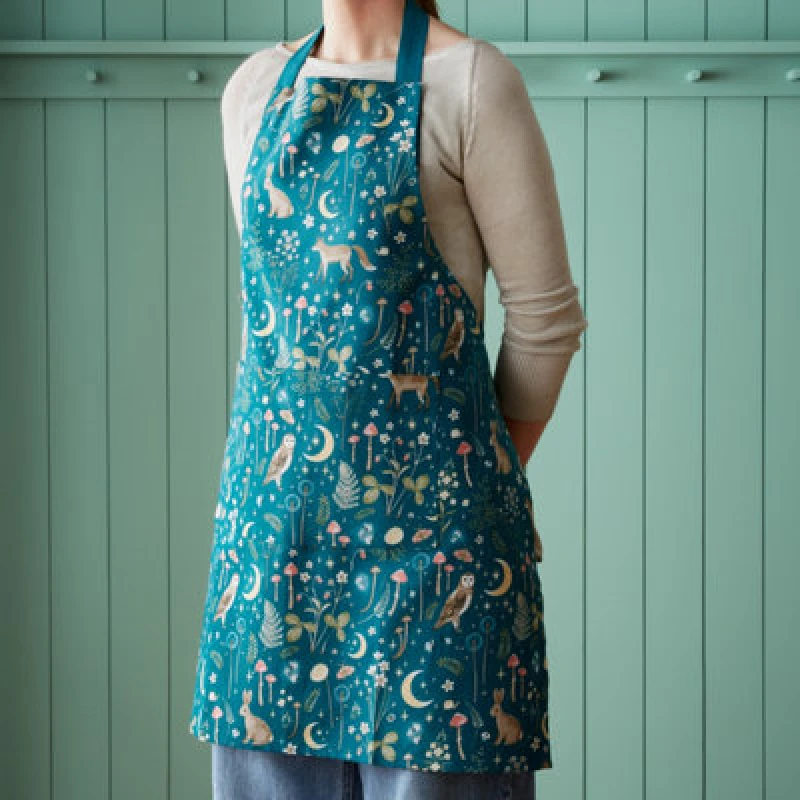 Image of Catherine Lansfield Enchanted Twilight Animals Cotton 70X80Cm Kitchen Adult Apron Green