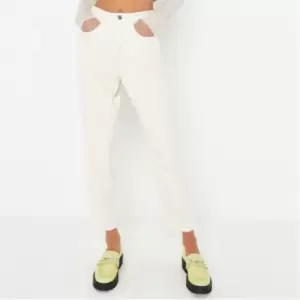 image of Missguided Petite Riot High Waisted Mom Jeans - White