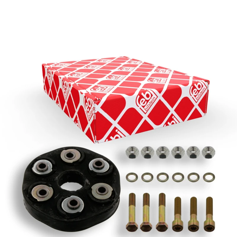 Image of FEBI BILSTEIN 10581 Drive Shaft Coupler with washers, with nuts, Ø: 132mm, Bolt Hole Circle Ø: 90mm, OE Turbo NEW Joint,propeller shaft (1427)