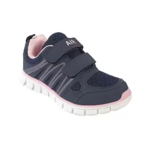 Image of Dek Childrens/Kids Air Sprint Touch Fastening Lightweight Jogger Trainers (1 UK) (Navy/Soft Pink)
