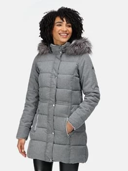 Image of Regatta Della Quilted Jacket - Light Grey, Light Grey, Size 20, Women