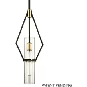 image of Raef 1 Light Mini Pendant Textured Bronze Brushed Brass, Glass